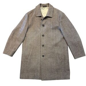 John W Nordstrom Mens Herringbone Wool Blend Car Coat Brown Classic Fit